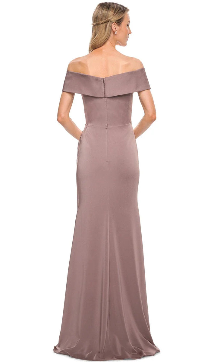 Elegant Dusty Mauve Satin Mermaid Off-the-Shoulder Sweetheart Neck Ruched Detail Mother of the Bride Dresses