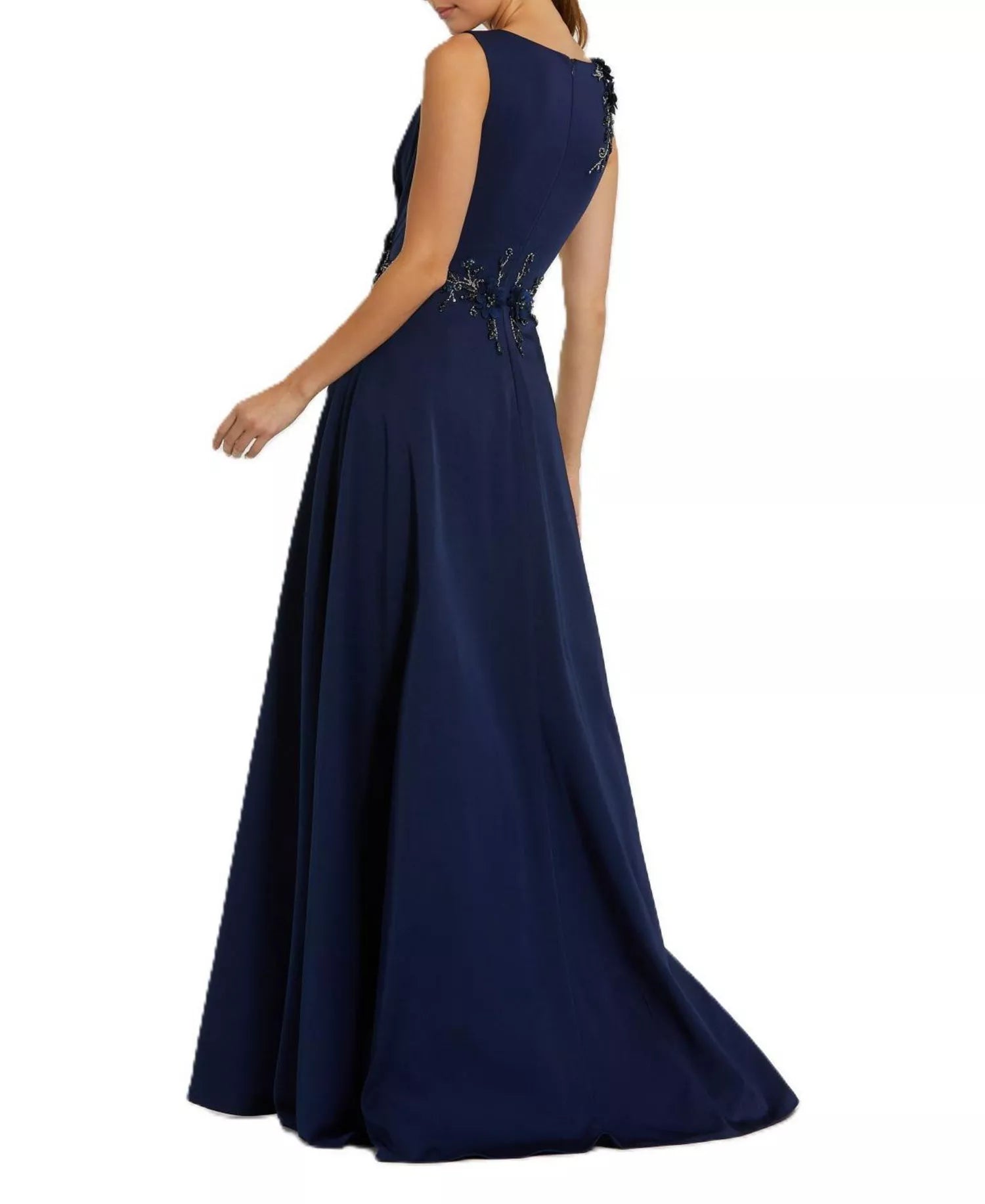 Elegant Flowy A-Line Boat Neck Sleeveless 3D Floral Appliqué Maxi Mother of the Bride Dress