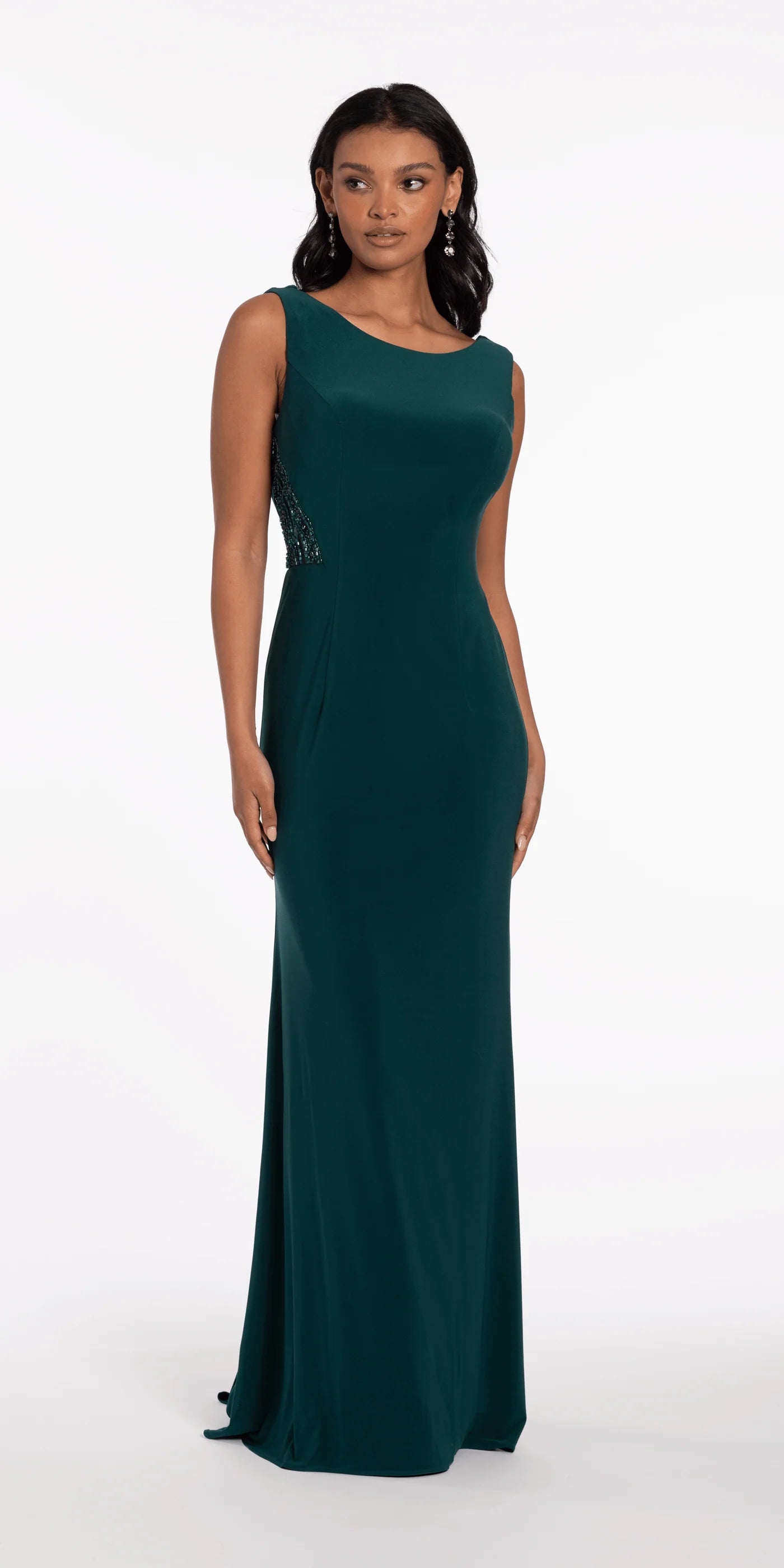 Elegant Mermaid Convertible Neckline Beaded Side Panel Floor-Length Evening Dresses