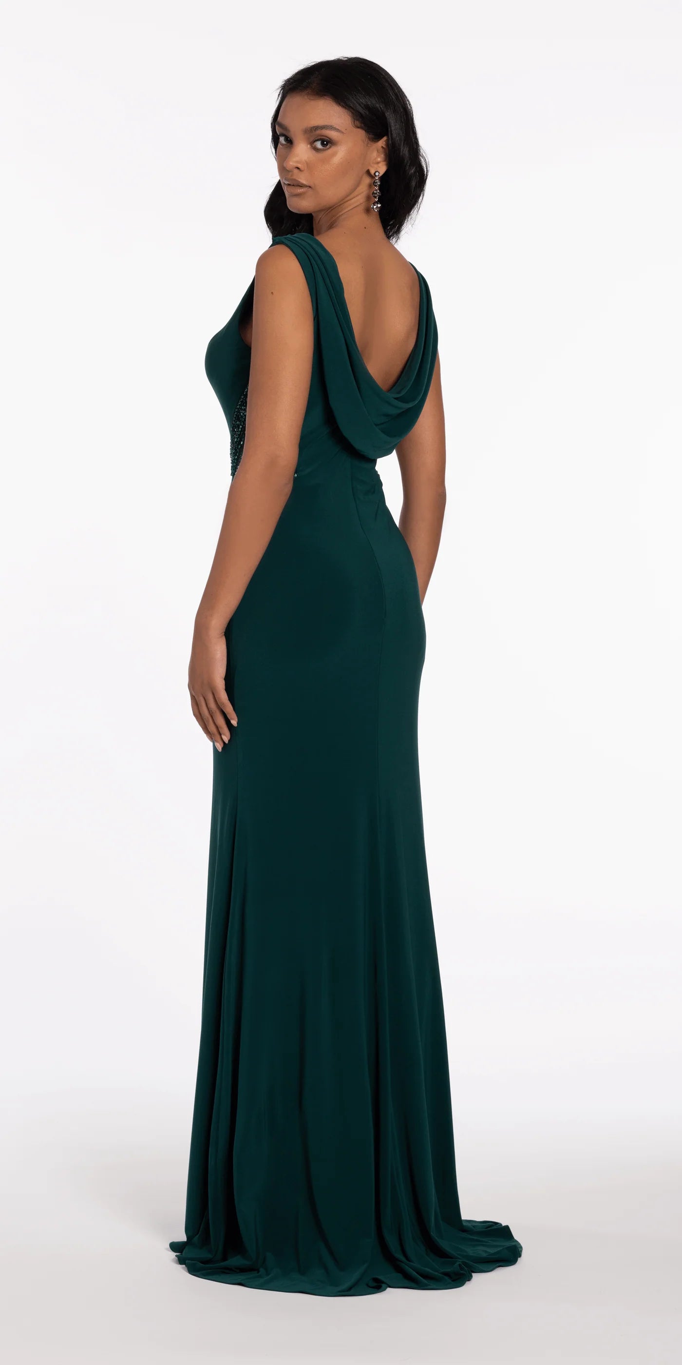 Elegant Mermaid Convertible Neckline Beaded Side Panel Floor-Length Evening Dresses