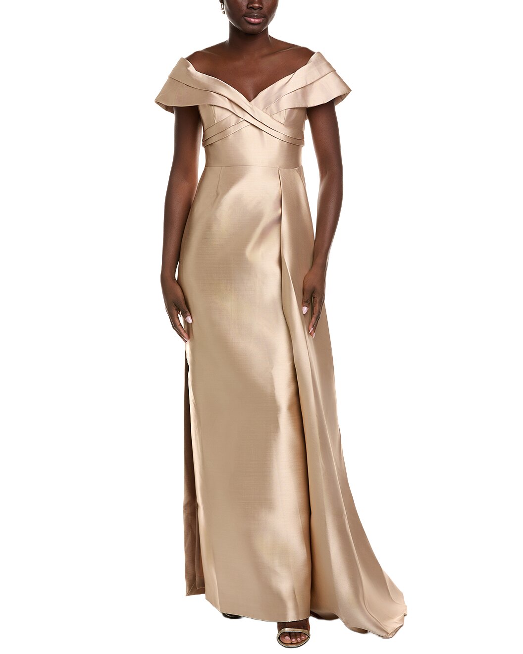 Elegant Mermaid Off-the-Shoulder Cross Bodice Floor Length Satin Evening Dress