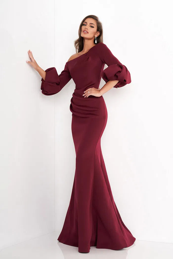 Elegant Mermaid Off-the-Shoulder Puffed Sleeve Floor-Length Evening Gown for Formal Events and Special Occasions