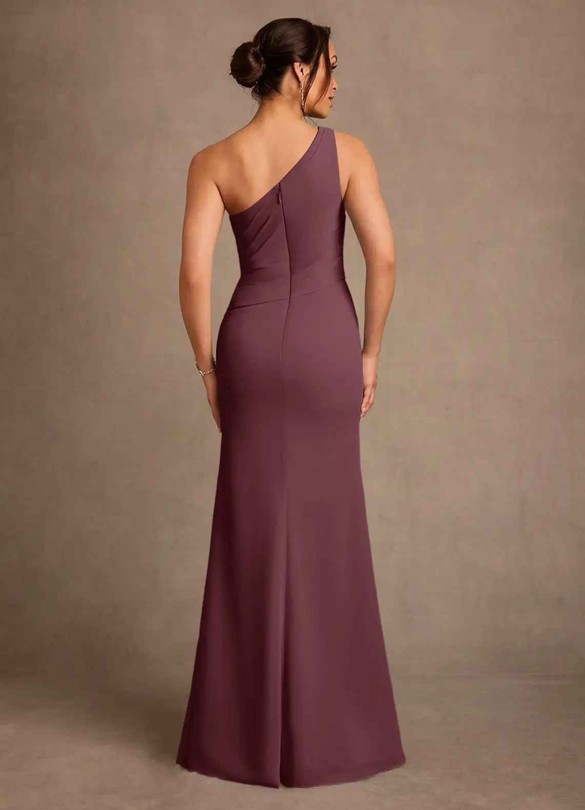 Elegant Mermaid One-Shoulder Chiffon Tiered Ruffle Floor Length Mother of the Bride Dress