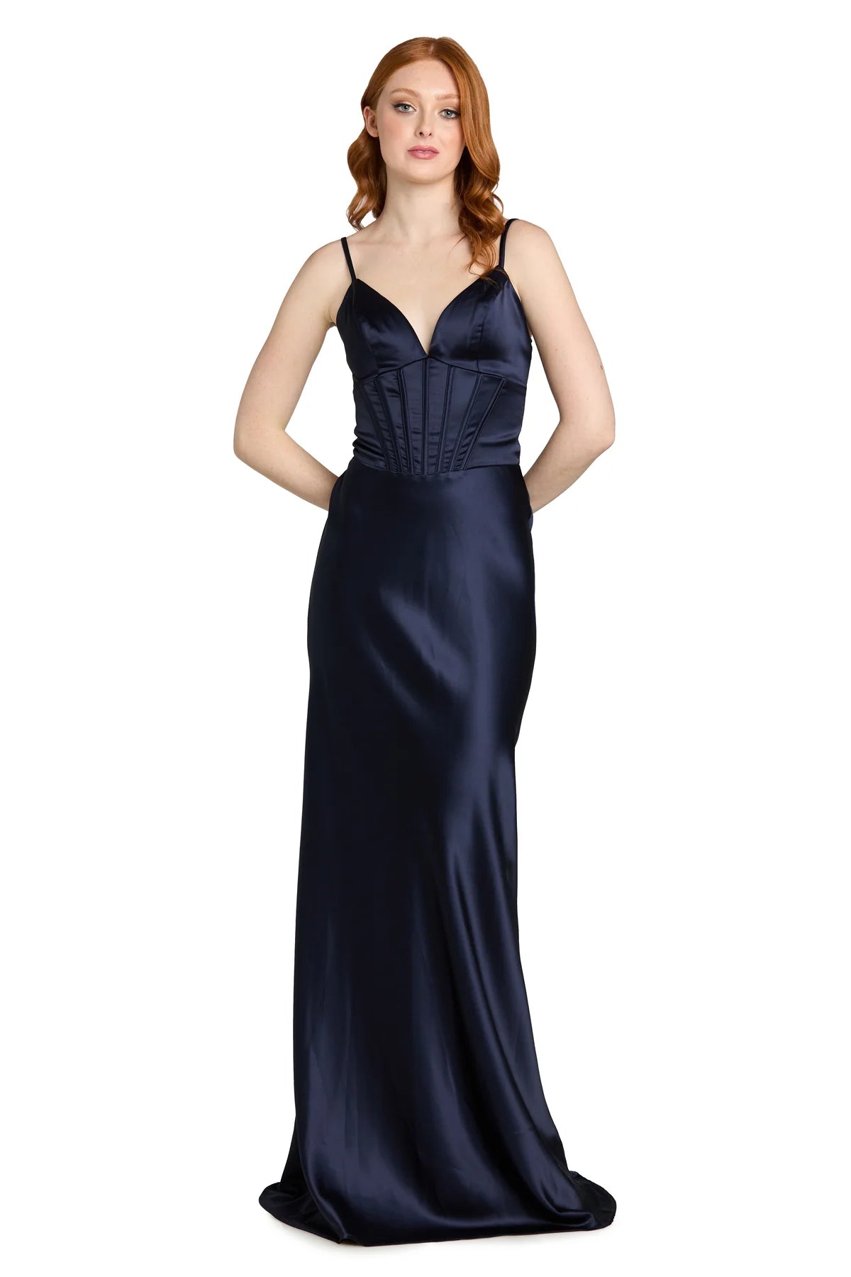 Elegant Mermaid Sweetheart V Neck Spaghetti Strap Low Back Floor Length Evening Dress