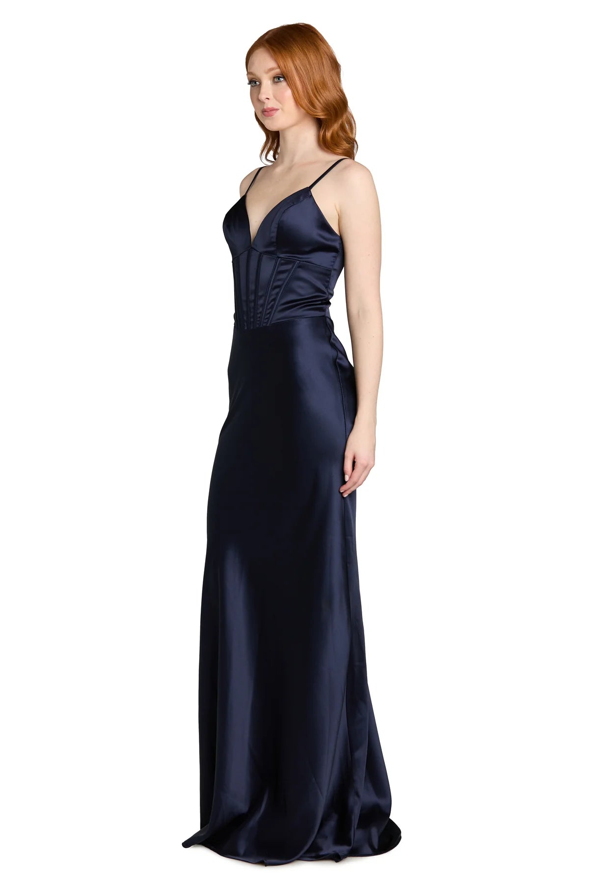 Elegant Mermaid Sweetheart V Neck Spaghetti Strap Low Back Floor Length Evening Dress