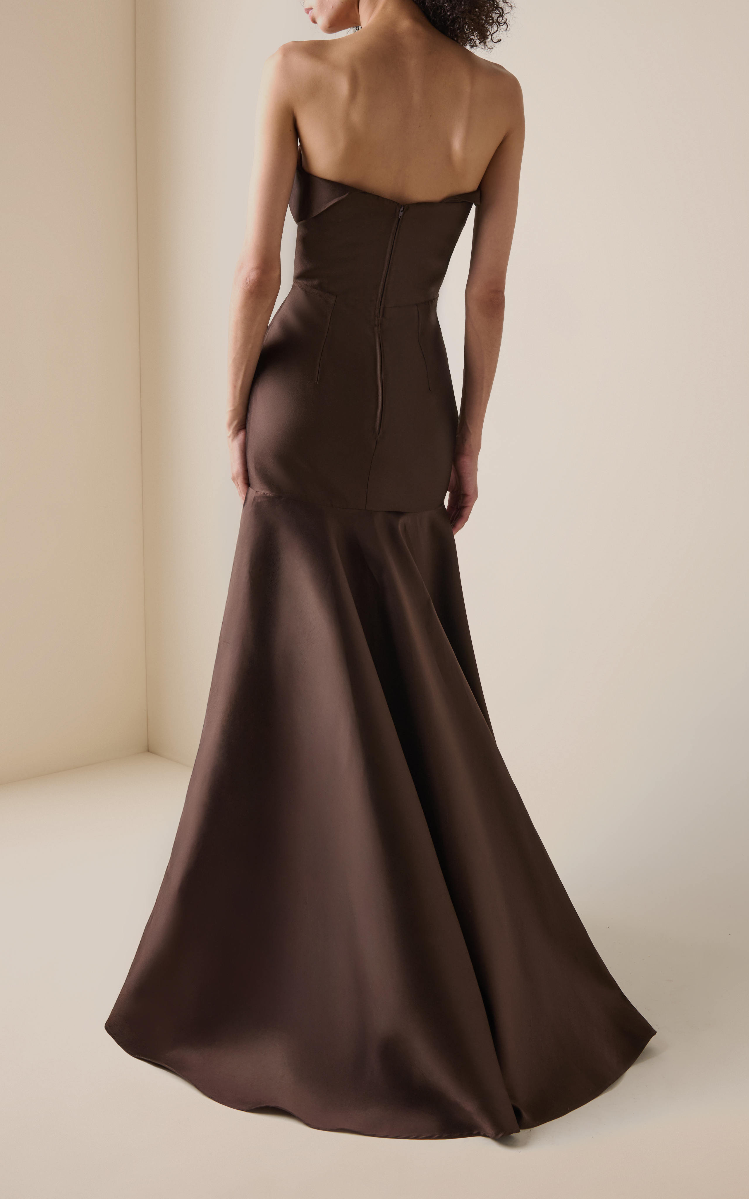 Elegant Satin Mermaid Strapless Straight Neck Sleeveless Back Zip Maxi Evening Gown