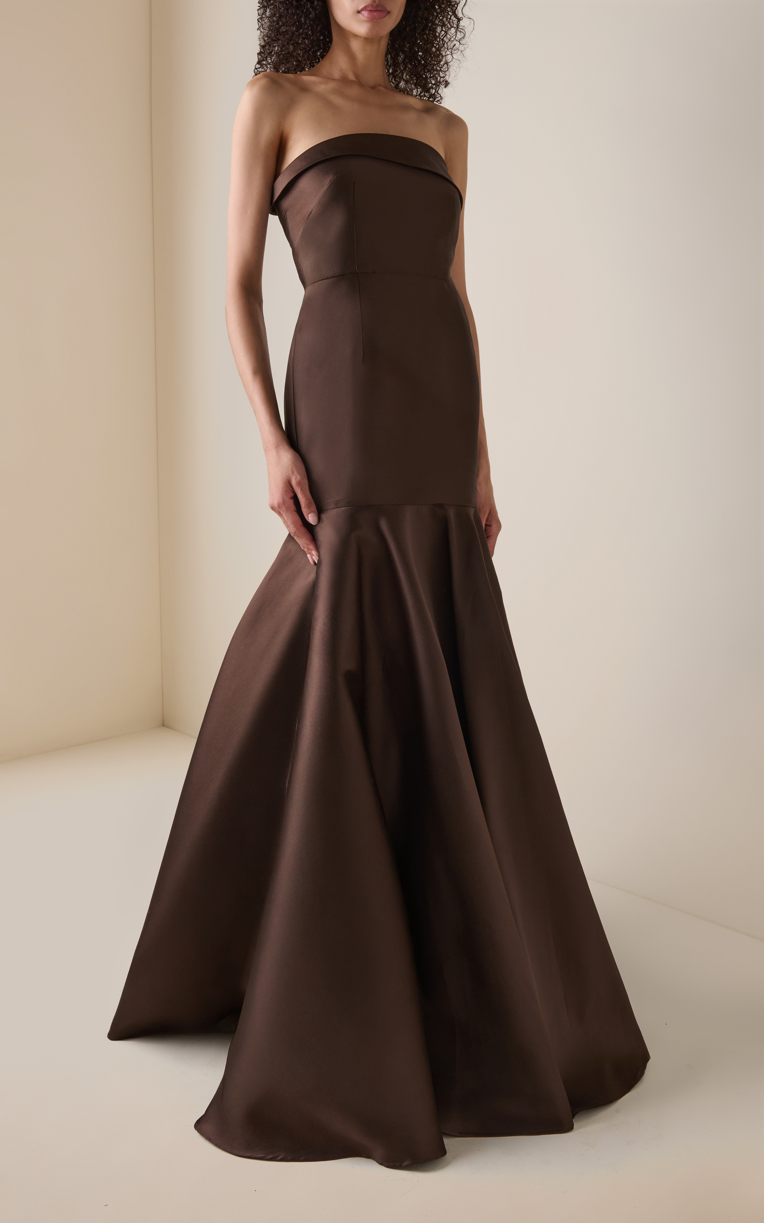 Elegant Satin Mermaid Strapless Straight Neck Sleeveless Back Zip Maxi Evening Gown