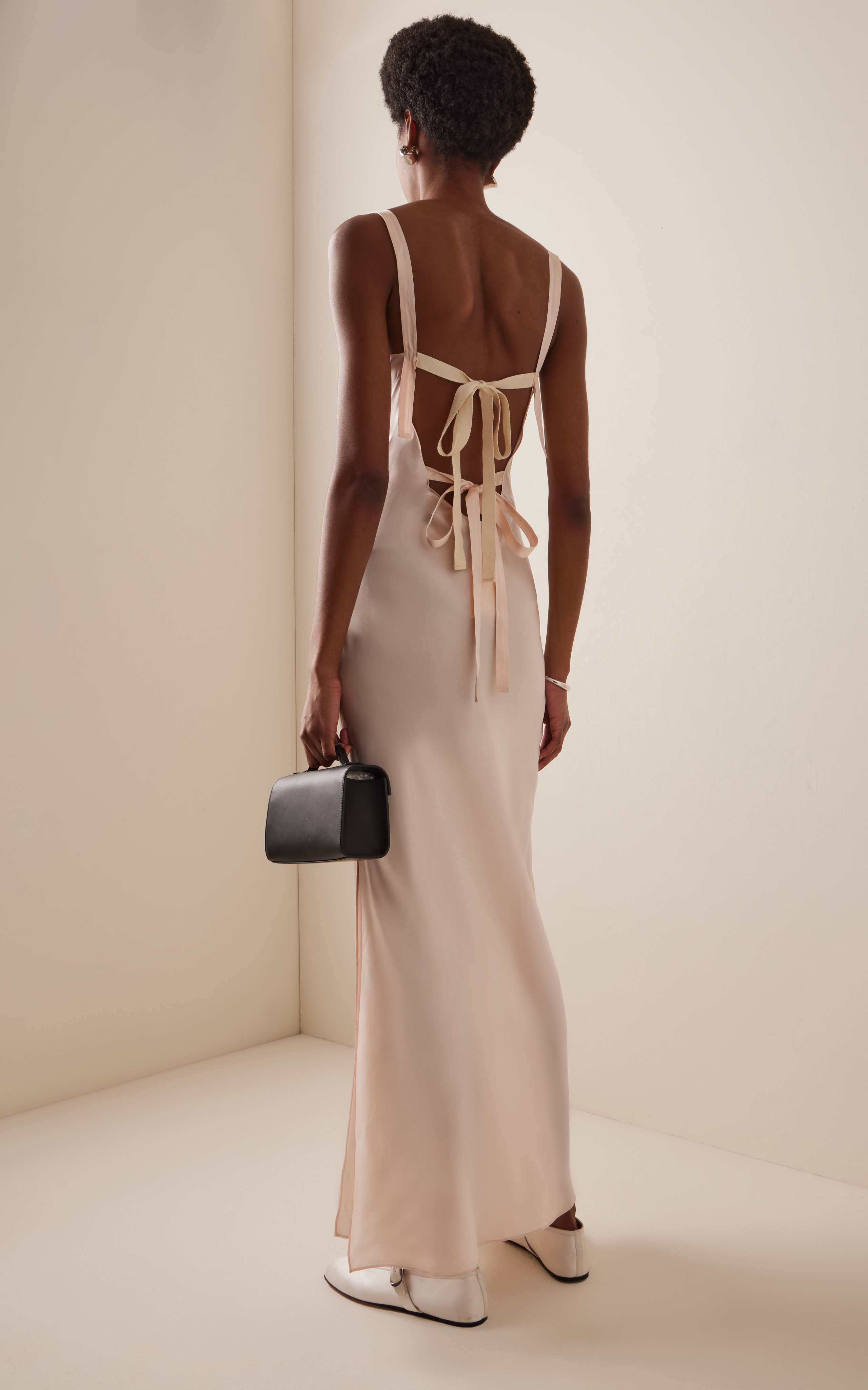 Elegant Satin Sheath Asymmetrical Neck Sleeveless Tie Back Maxi Evening Dress