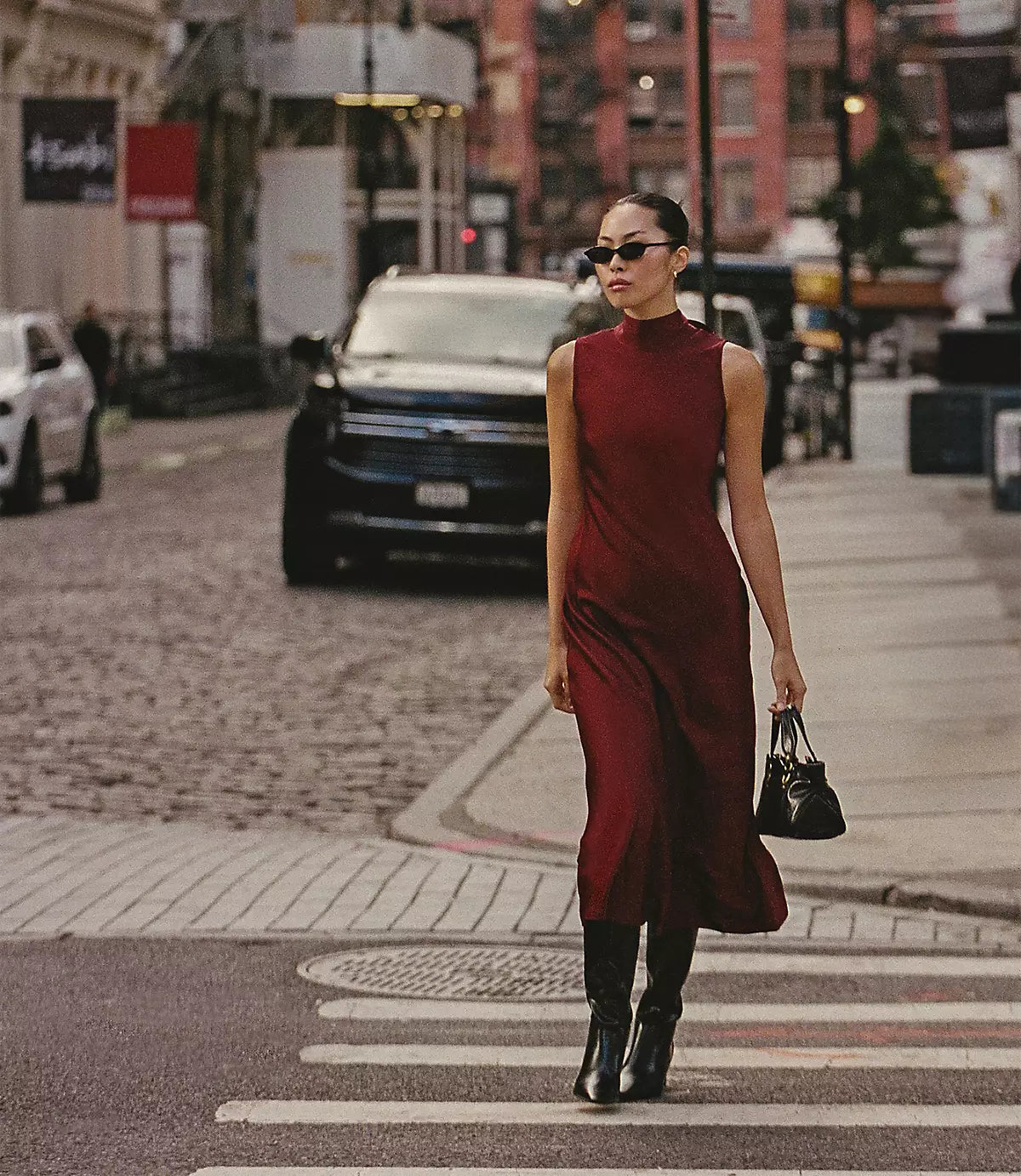 Elegant Satin Sheath High Neck Bow Back Midi Formal Evening Dress
