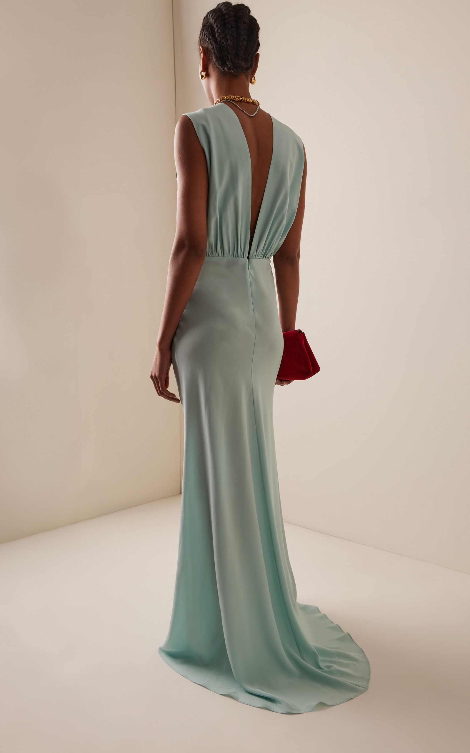 Elegant Sophisticated Fitted Mermaid Deep V-Neck Sleeveless Open Back Maxi Formal Evening Dresses