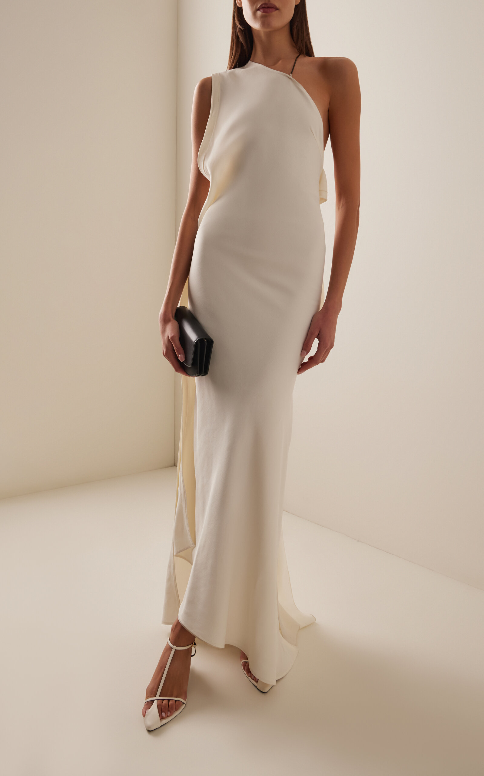 Elegant Sophisticated Fitted Sheath Asymmetrical One-Shoulder Open Back Maxi Formal Evening Dresses