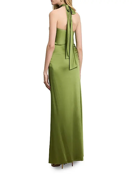 Elegant Sophisticated Fitted Sheath Spaghetti Strap Back Zipper Floor-Length Ruched Satin Evening Dresses