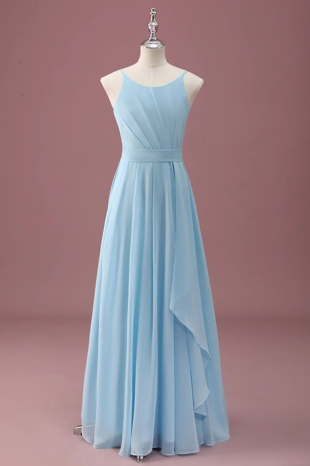 Elegant Timeless Fitted A-Line Spaghetti Strap Back Zipper Floor-Length Ruffled Evening Dresses
