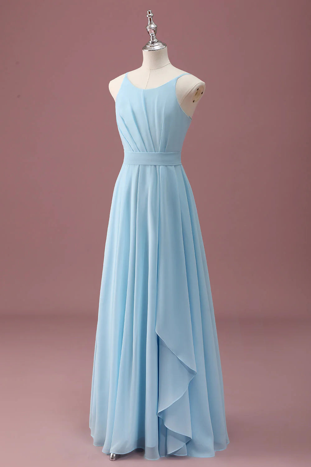 Elegant Timeless Fitted A-Line Spaghetti Strap Back Zipper Floor-Length Ruffled Evening Dresses