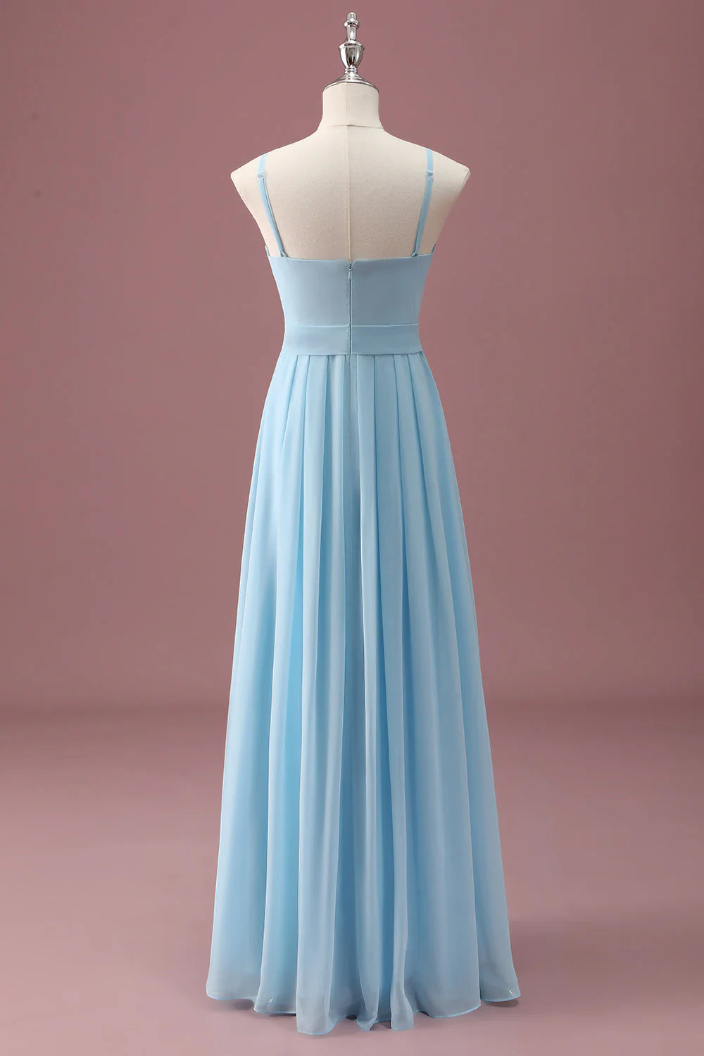 Elegant Timeless Fitted A-Line Spaghetti Strap Back Zipper Floor-Length Ruffled Evening Dresses
