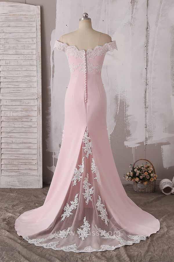 Elegant V Neck Flutter Sleeve Lace Appliqué Slit Floor Length A Line Formal Prom Dress