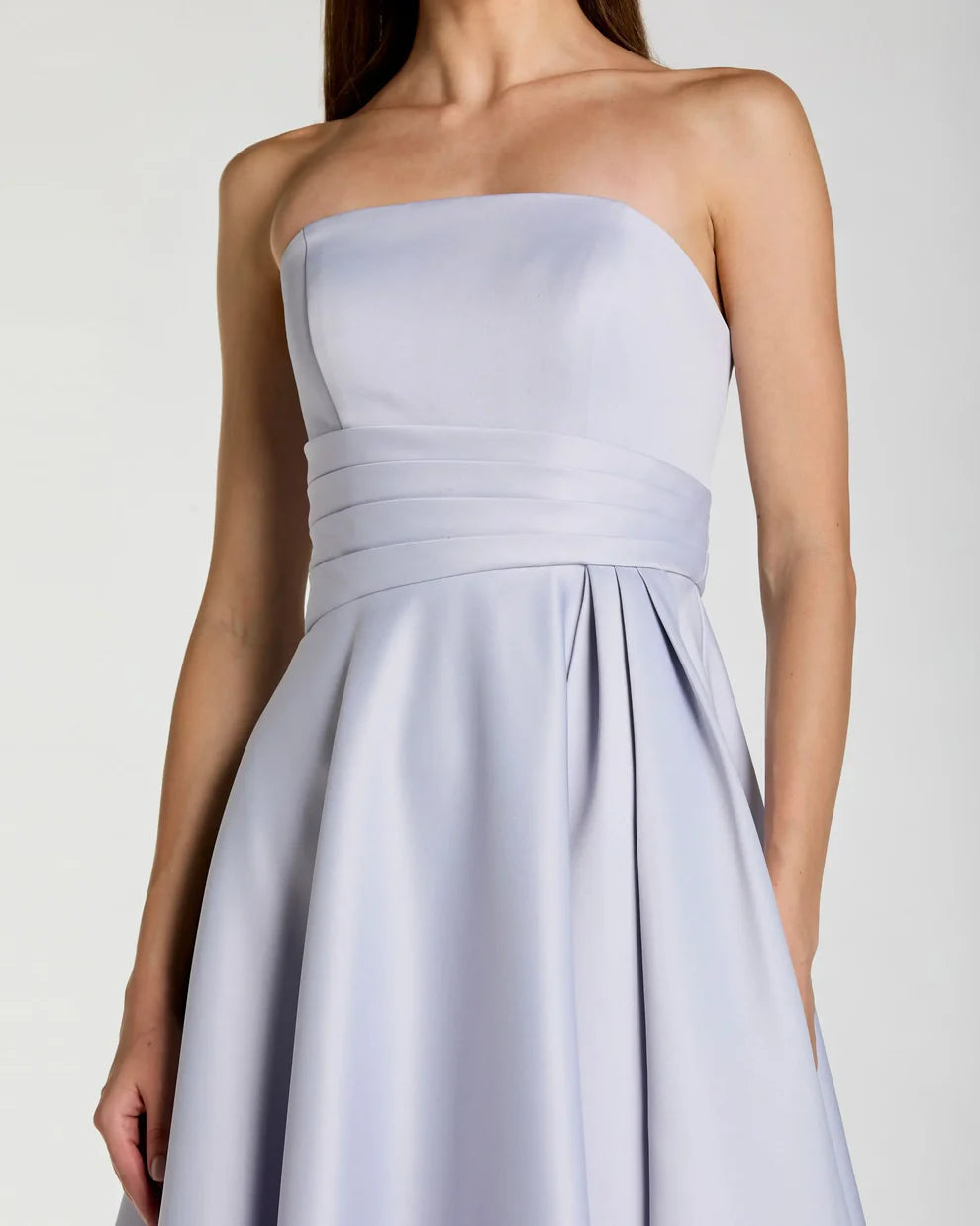 Elegant Voluminous Ball Gown Strapless Ruched Waist Asymmetrical Ruffle Maxi Evening Dress
