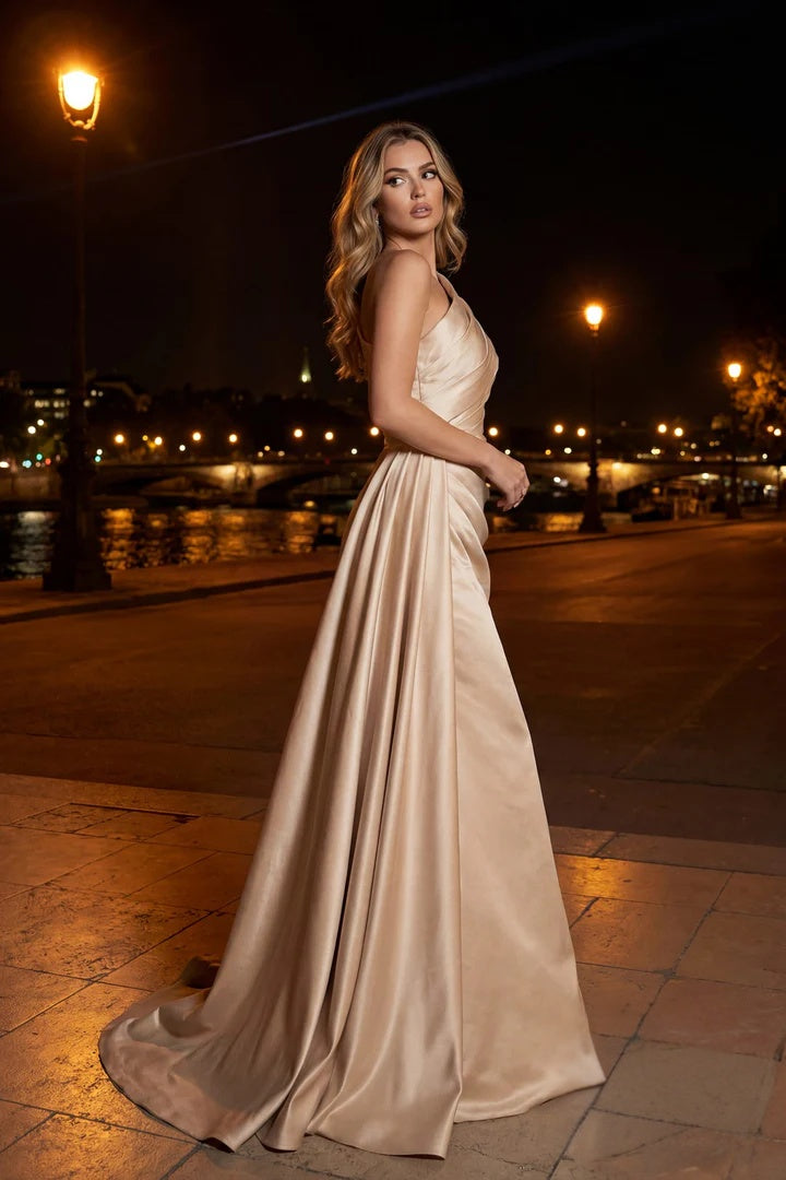 Elegant Mermaid One Shoulder Satin Floor Length Mother of the Bride Dress