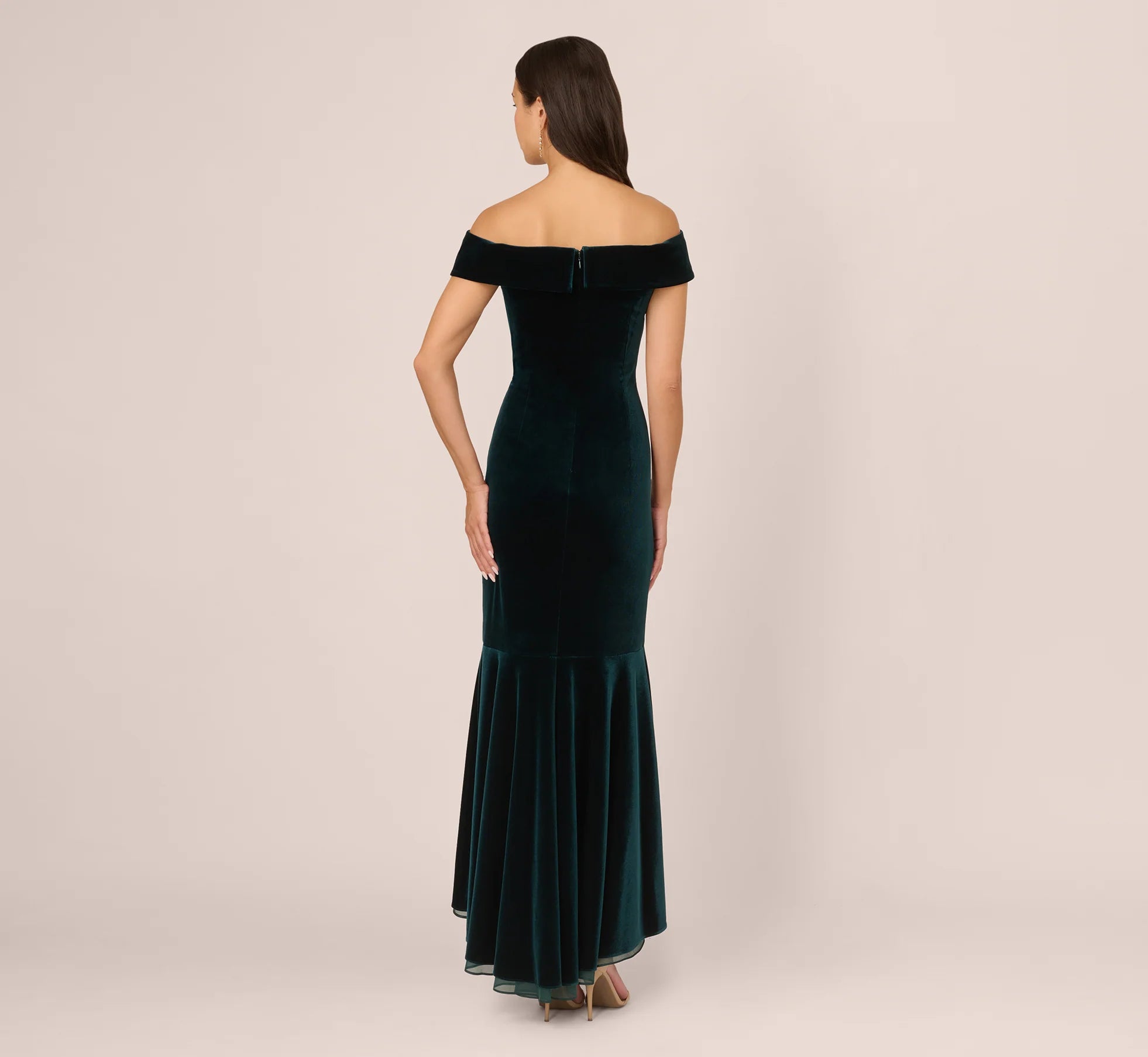Elegant Off-Shoulder Sweetheart Short Sleeve Zipper Back High-Low Hem Mermaid Mother of the Bride Dresses