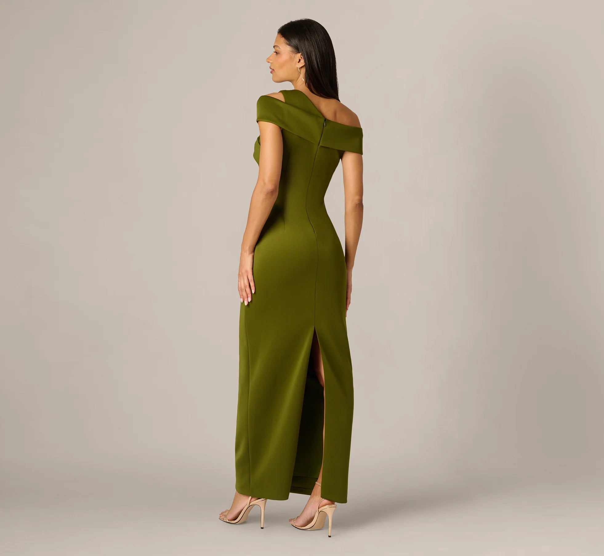Elegant Sheath One-Shoulder Cap Sleeve Zipper Back Floor-Length Mother of the Bride Dresses