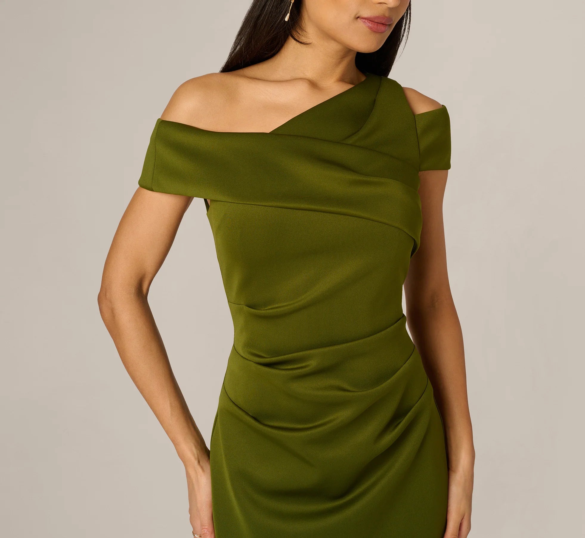 Elegant Sheath One-Shoulder Cap Sleeve Zipper Back Floor-Length Mother of the Bride Dresses