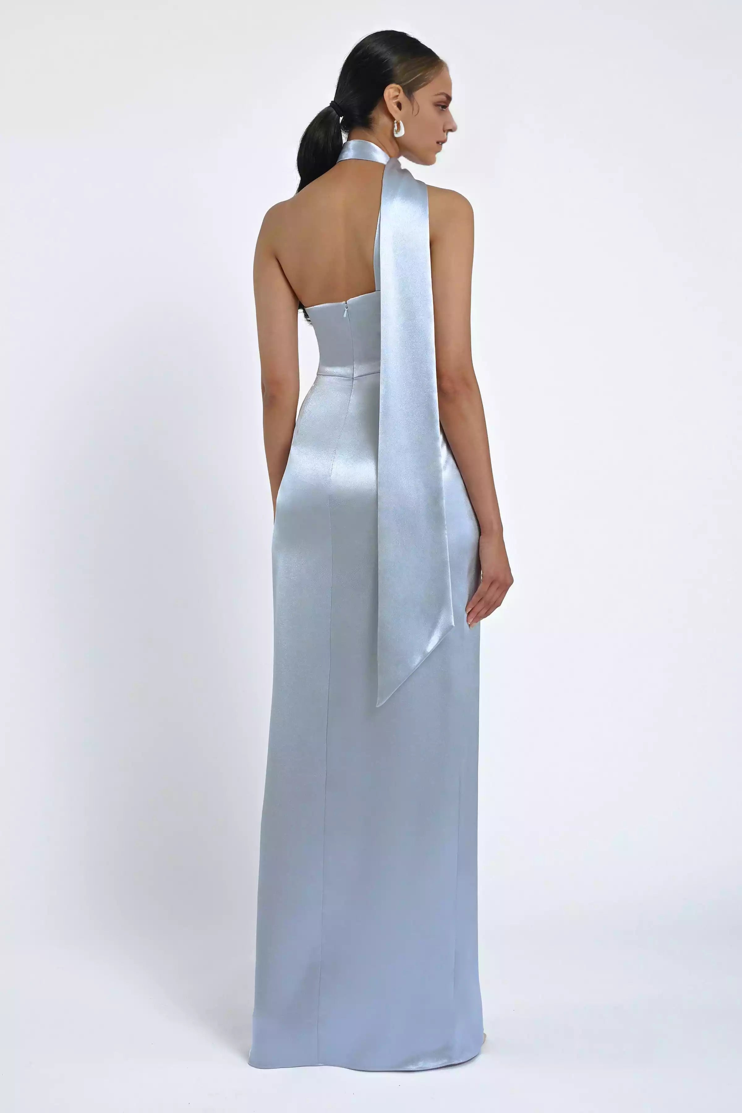Elegant asymmetrical camisole collar, natural waist seam, slit, half body tight corset, Prom Dresses