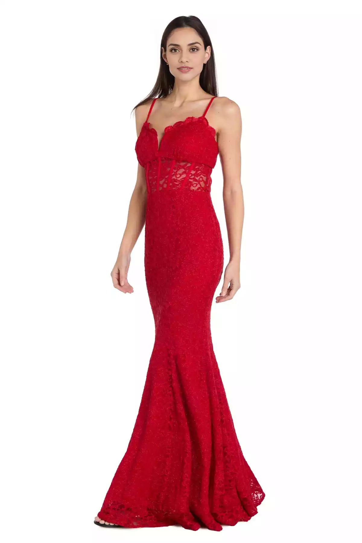 Elegant lace long heart-shaped neckline with delicate keyhole tight corset Prom Dresses