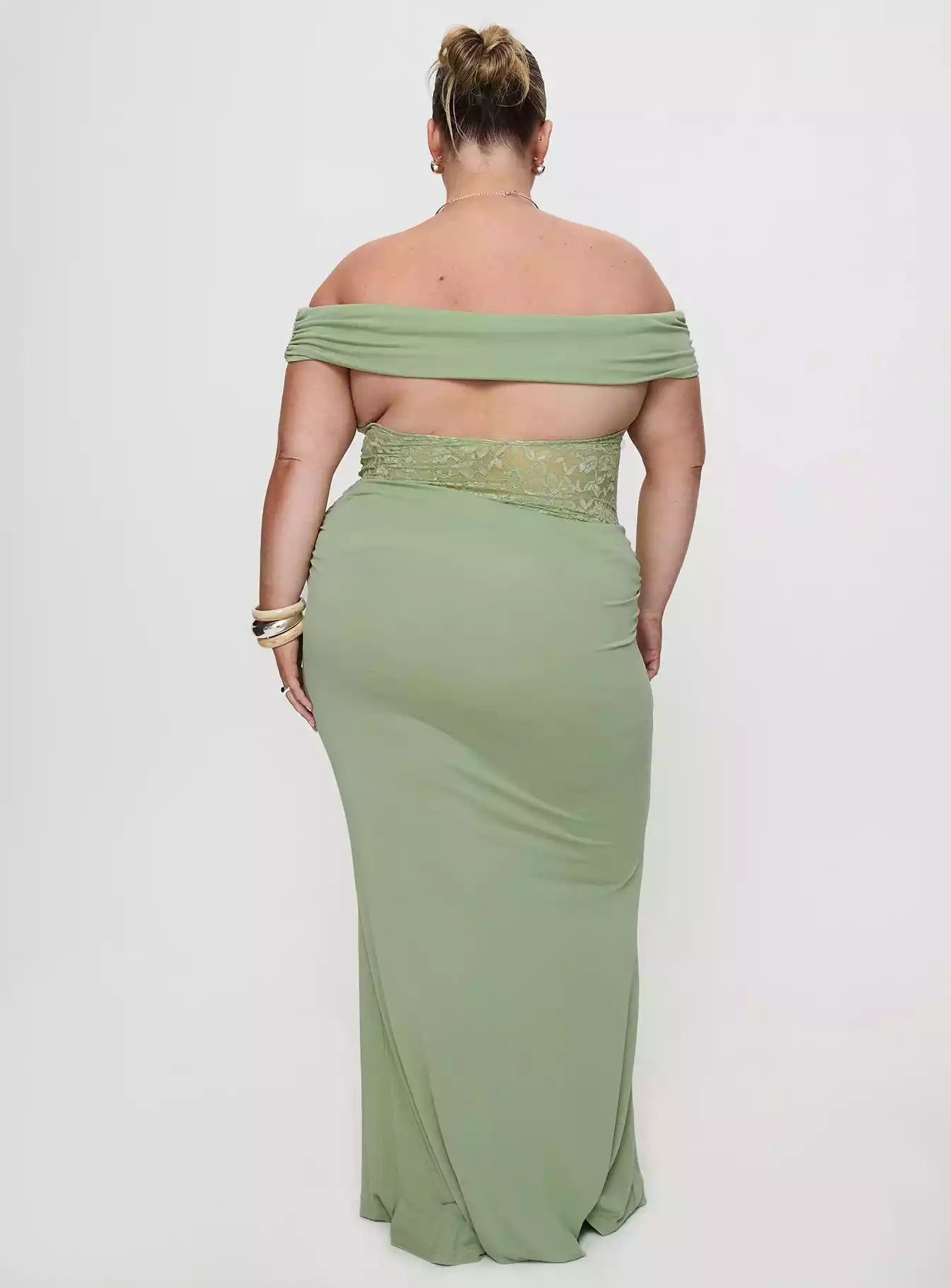 Elegant plus off shoulder lace pleated details, low back chest with lining, foldable chest Prom Dresses