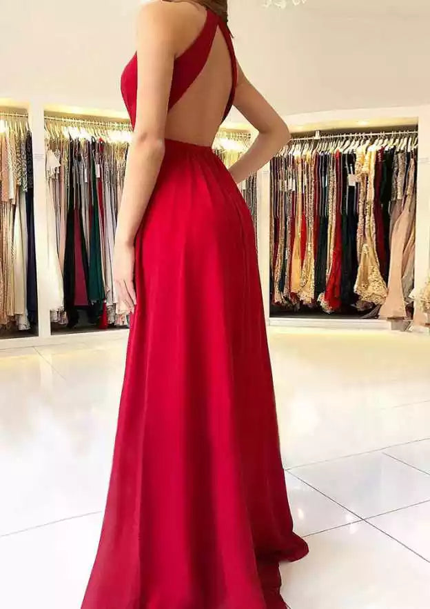 Charming slim fit/straight V-neck cross backless sequin church style trailing Prom Dresses