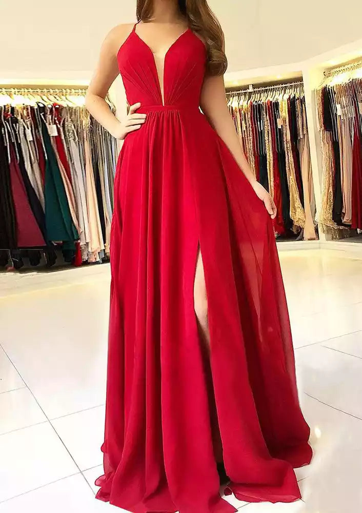 Charming slim fit/straight V-neck cross backless sequin church style trailing Prom Dresses