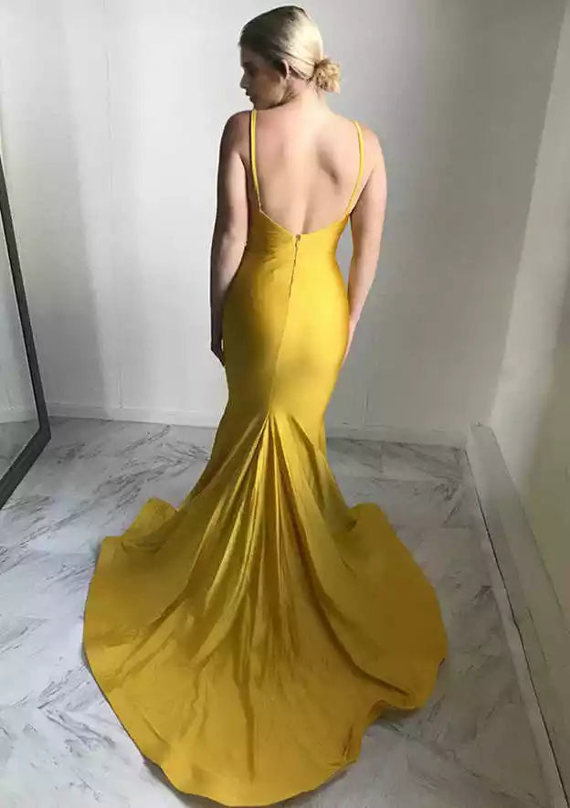 Exquisite and charming knitted ball gown, trumpetmermaid style, trailing, sleeveless Prom Dresses