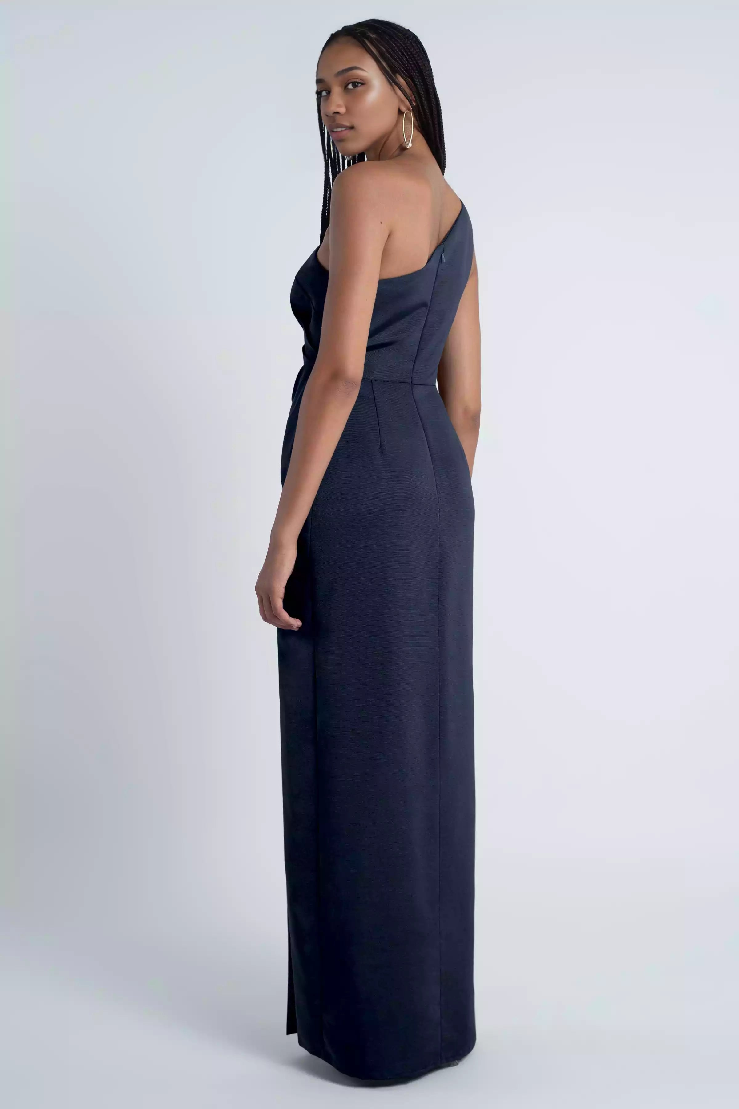 Exquisite one shoulder neckline, tight corset, pleated slit, back zipper, Bridesmaid Dresses
