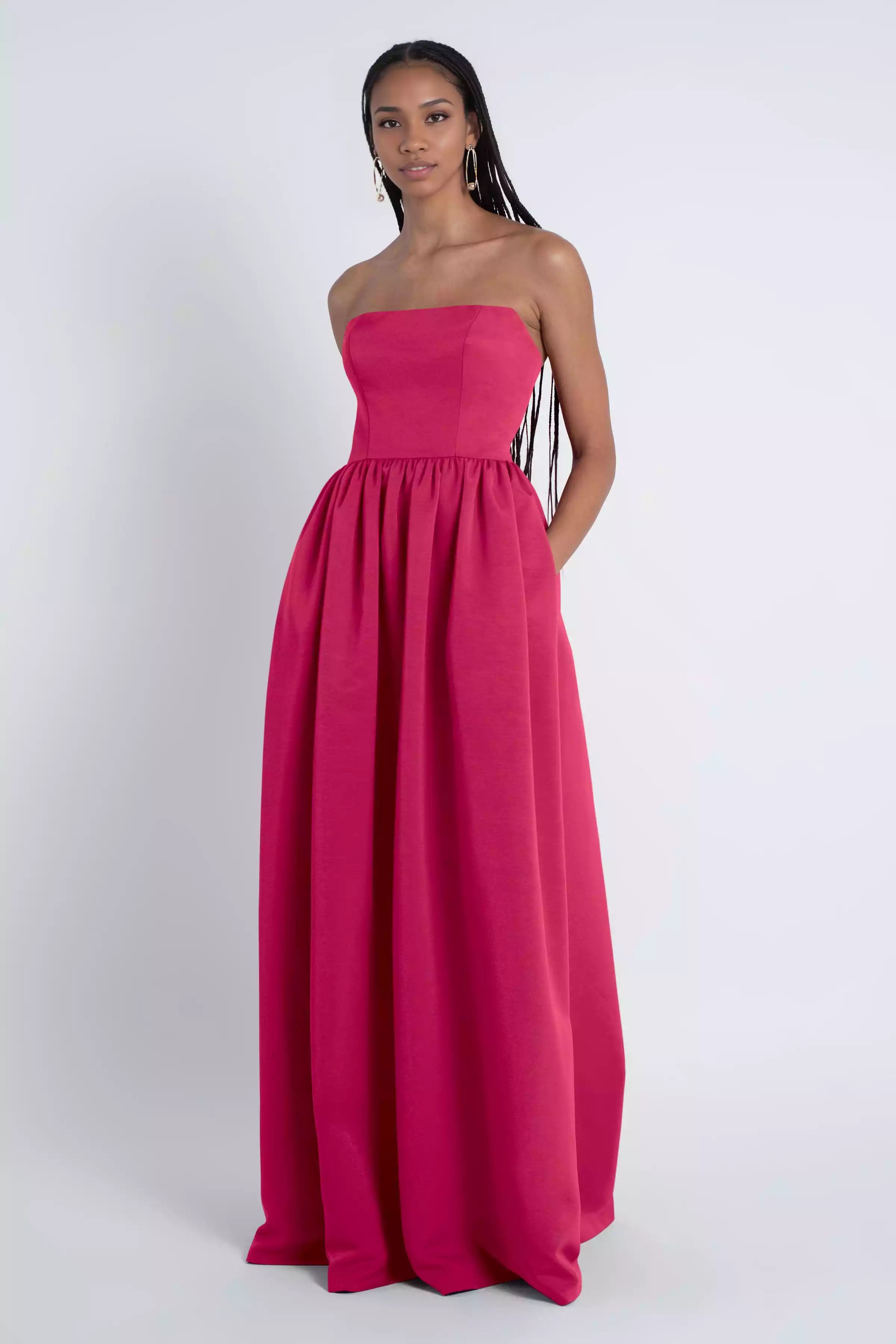 Exquisite straight neckline, pleated skirt, natural waist seam, fully lined back, middle zipper, Bridesmaid Dresses