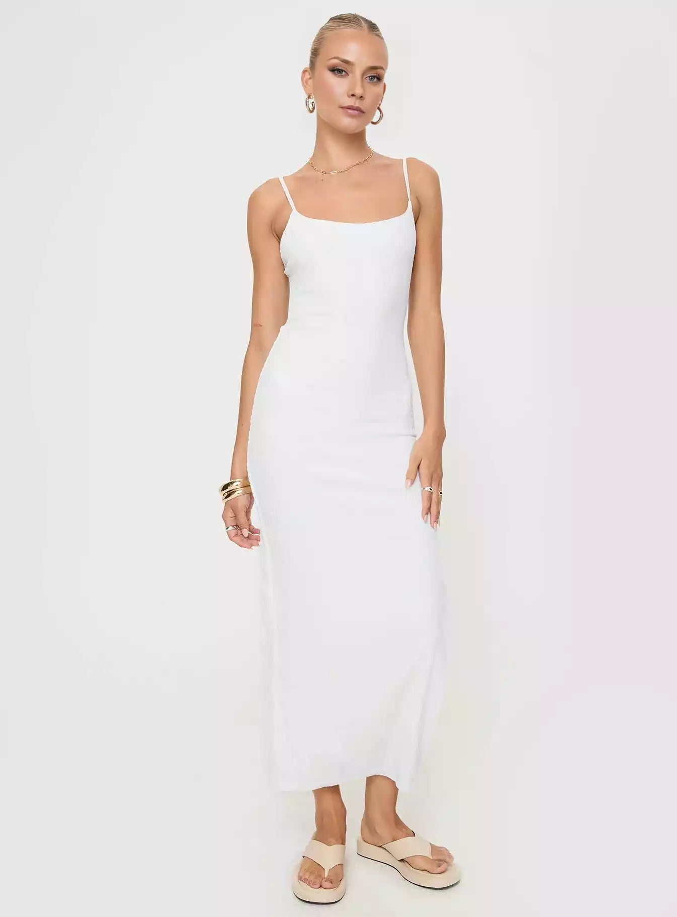 Eye catching adjustable shoulder straps, round neck, exposed back, high slit, fully lined Prom Dresses