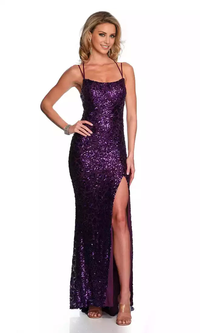Eye catching slim fit sequins backless lace up round neck thin shoulder strap sleeveless, eye-catching Prom Dresses