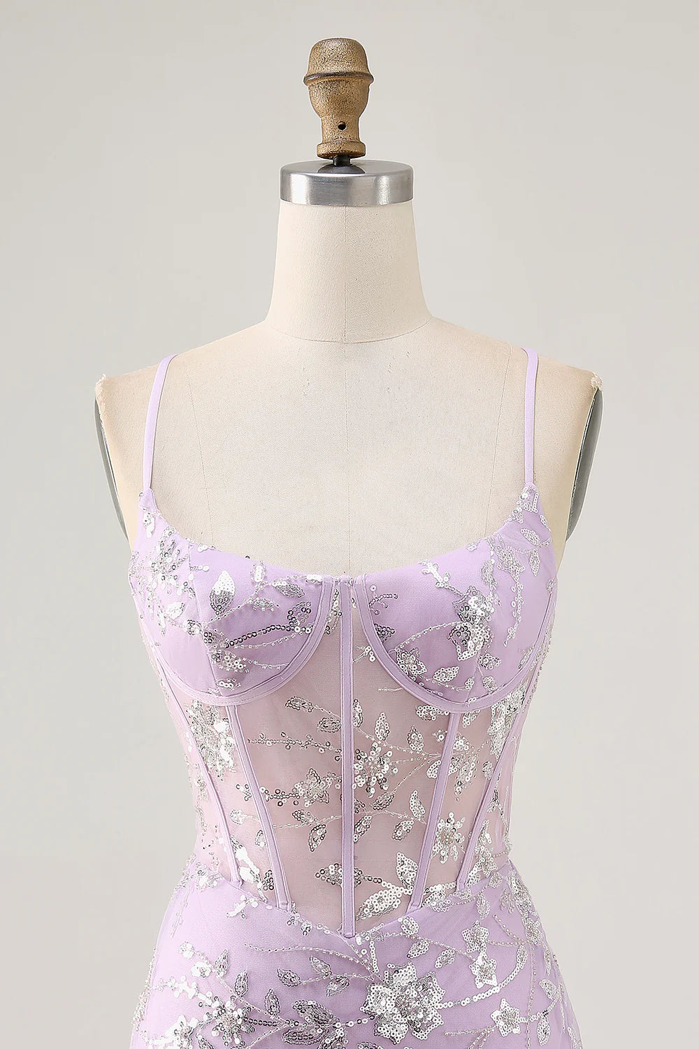 Floral Lilac Corset Appliqued Short Homecoming Dress with 3D Flowers