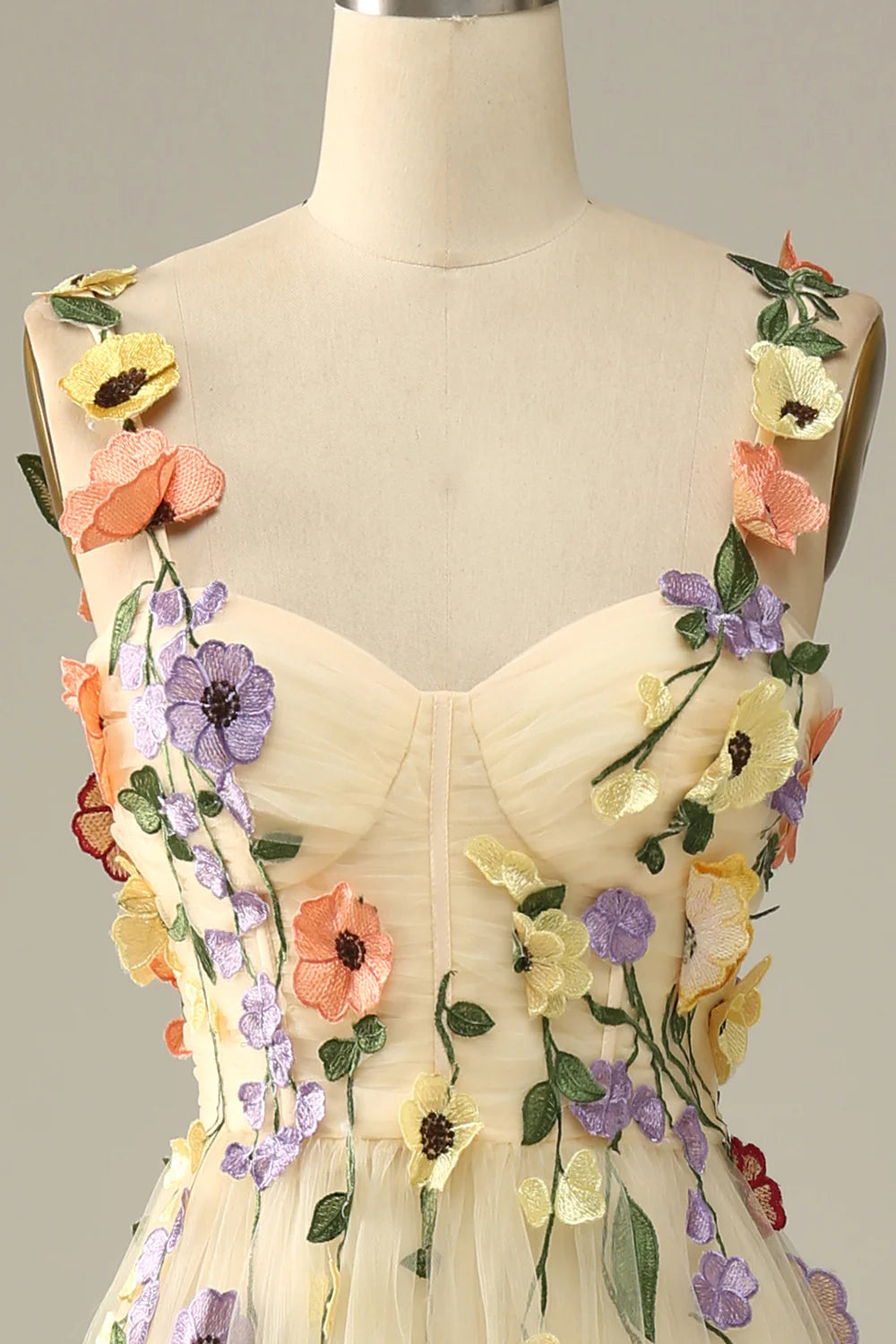 Flower A-Line Champagne  Full Of Charm  Prom Dress