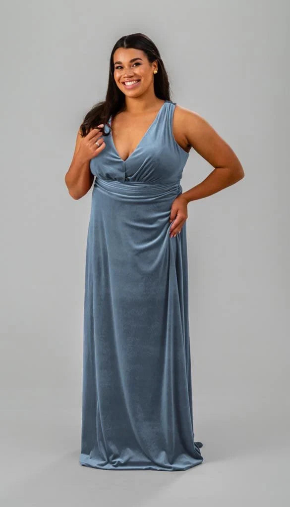 Flowy Chiffon A-Line Off-Shoulder Ruffled Short Sleeve Zipper Back Floor-Length Bridesmaid Dresses