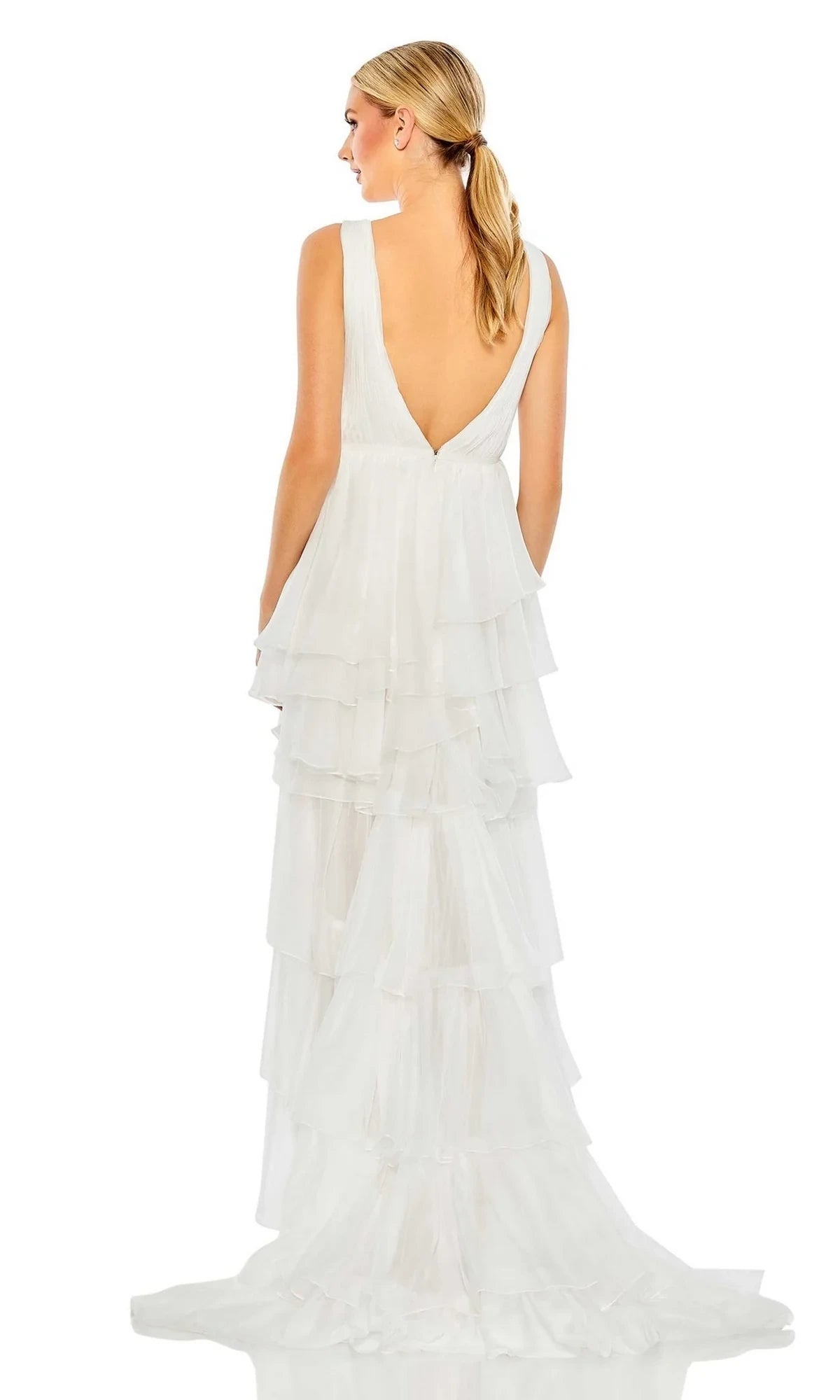 Flowy Chiffon A-Line V-Neck Sleeveless Low V-Back High-Low Homecoming Dresses
