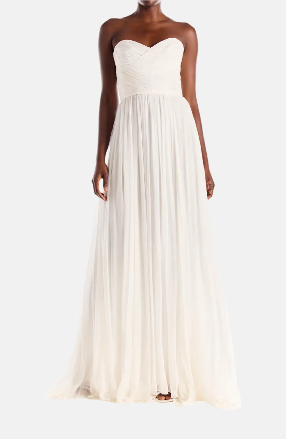 Flowy Simple Chiffon A-Line Sweetheart Strapless Zipper Back Floor-Length Wedding Dresses