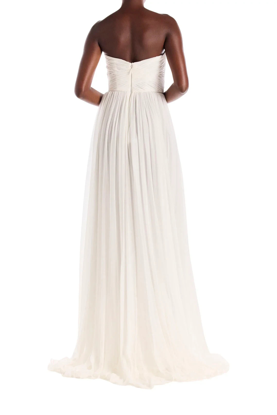 Flowy Simple Chiffon A-Line Sweetheart Strapless Zipper Back Floor-Length Wedding Dresses
