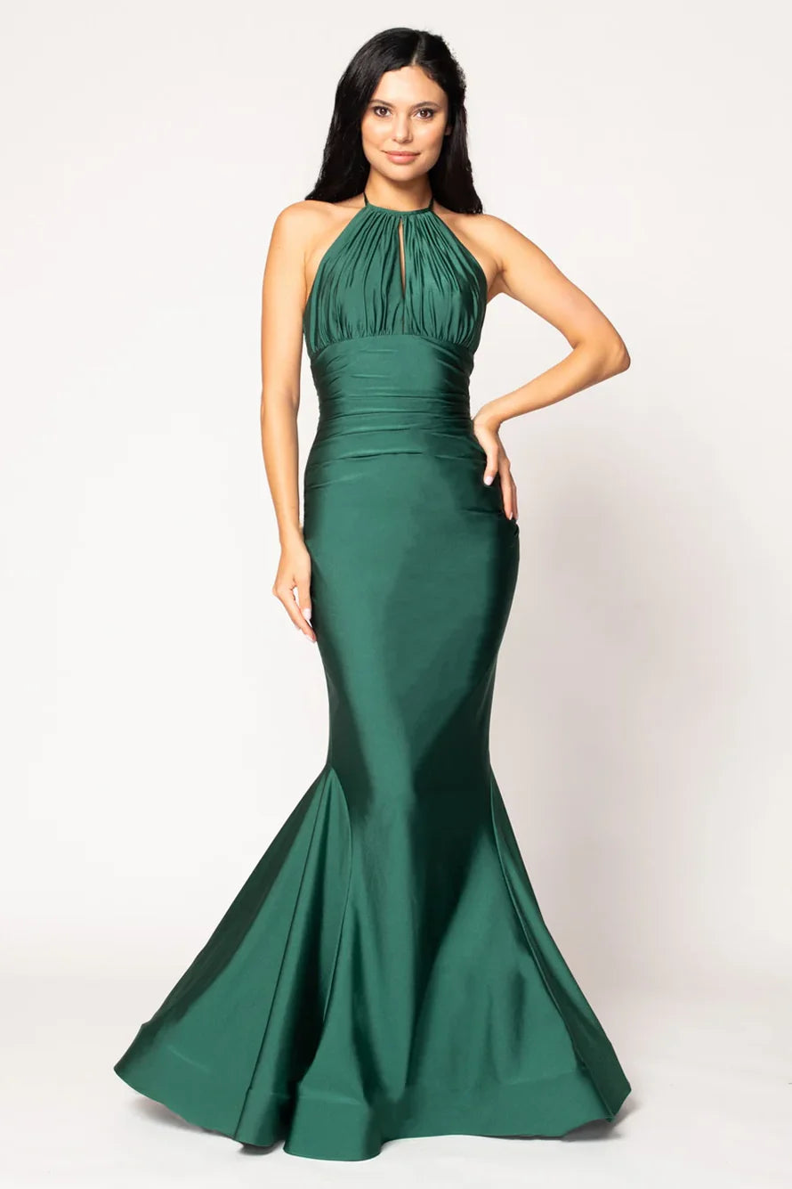 Form-Fitting Halter Neck Sleeveless Floor Length Mermaid Bridesmaid Dresses