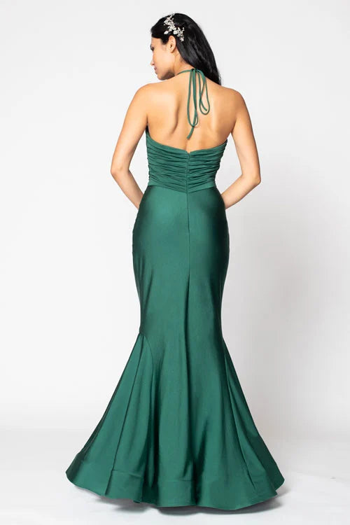 Form-Fitting Halter Neck Sleeveless Floor Length Mermaid Bridesmaid Dresses