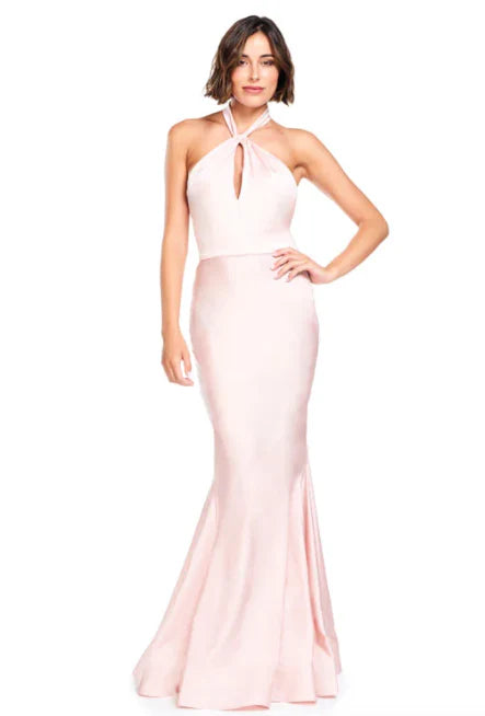 Form-Fitting Halter Neck Sleeveless Open-Back Floor Length Mermaid Bridesmaid Dresses