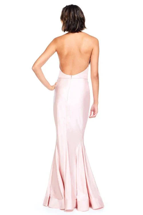 Form-Fitting Halter Neck Sleeveless Open-Back Floor Length Mermaid Bridesmaid Dresses