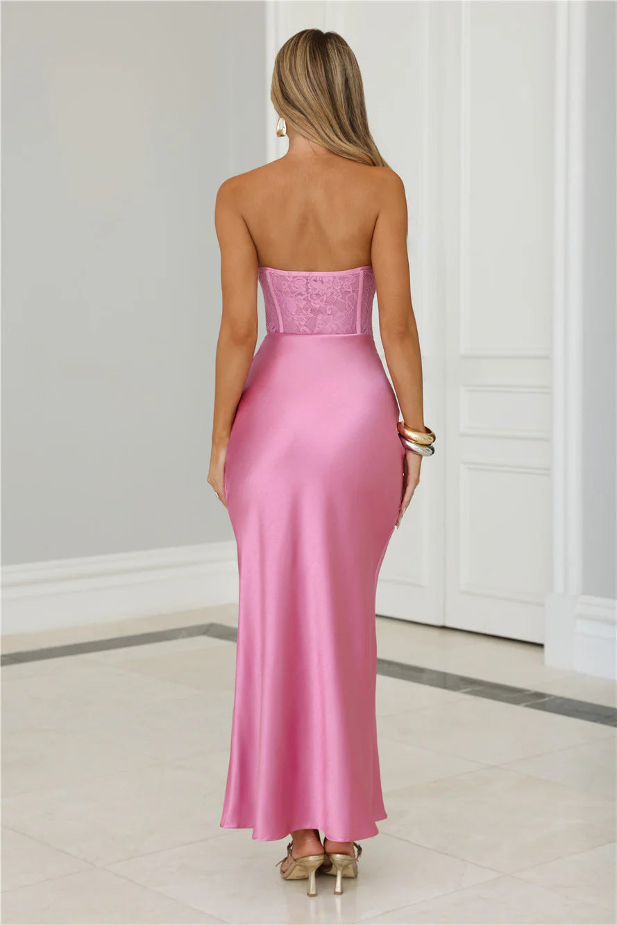 Form-Fitting Mermaid Strapless Lace-Corset Floor-Length Evening Dress