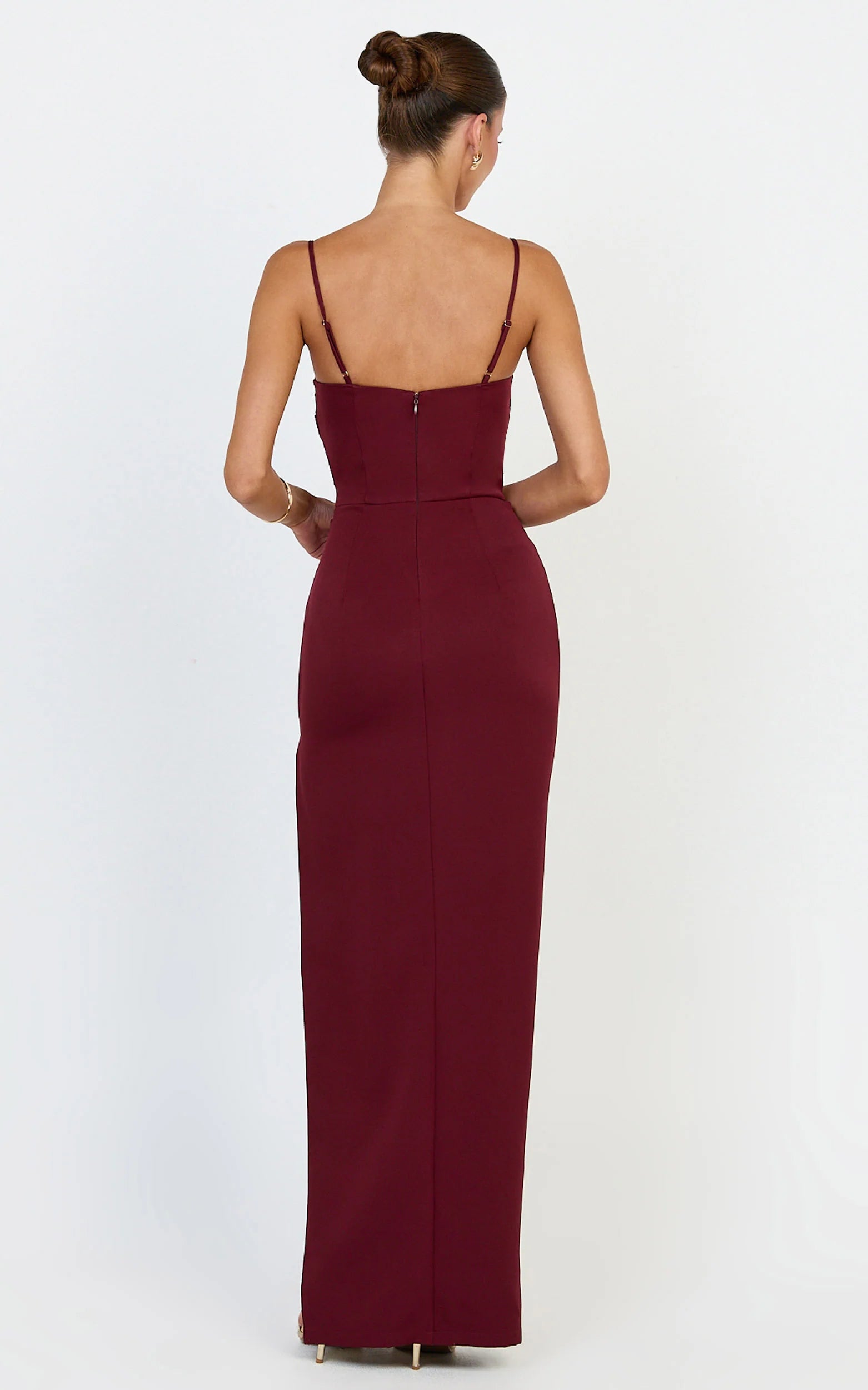 Form-Fitting Mermaid Sweetheart-Neck Thin-Strap Zipper-Back Slit Burgundy Evening Dress
