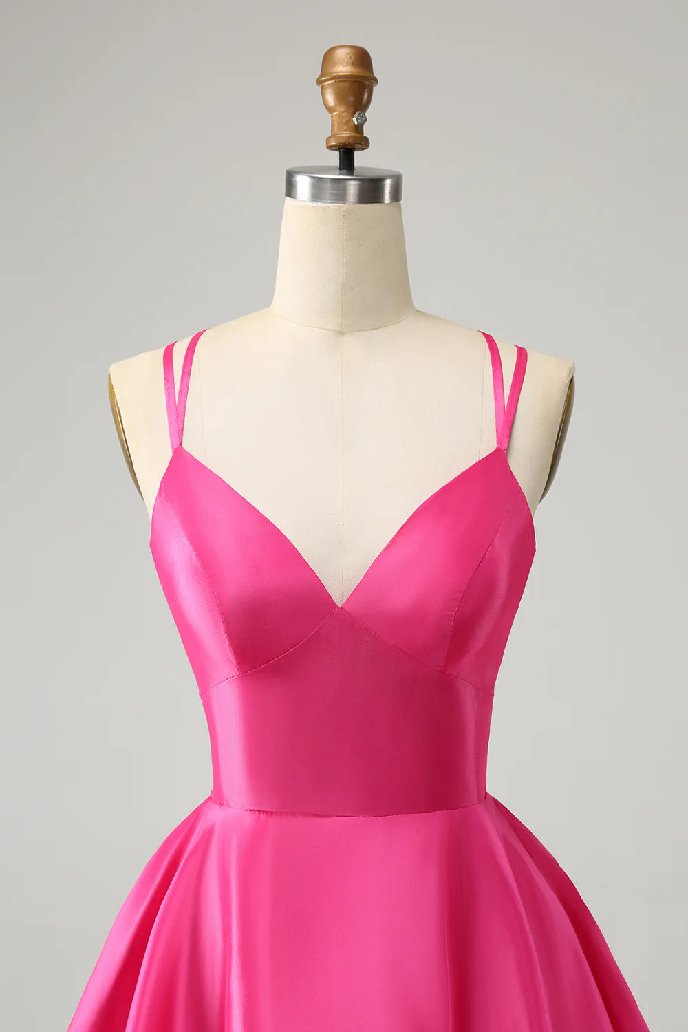 Fuchsia A Line Spaghetti Straps Backless Short Homecoming Dress