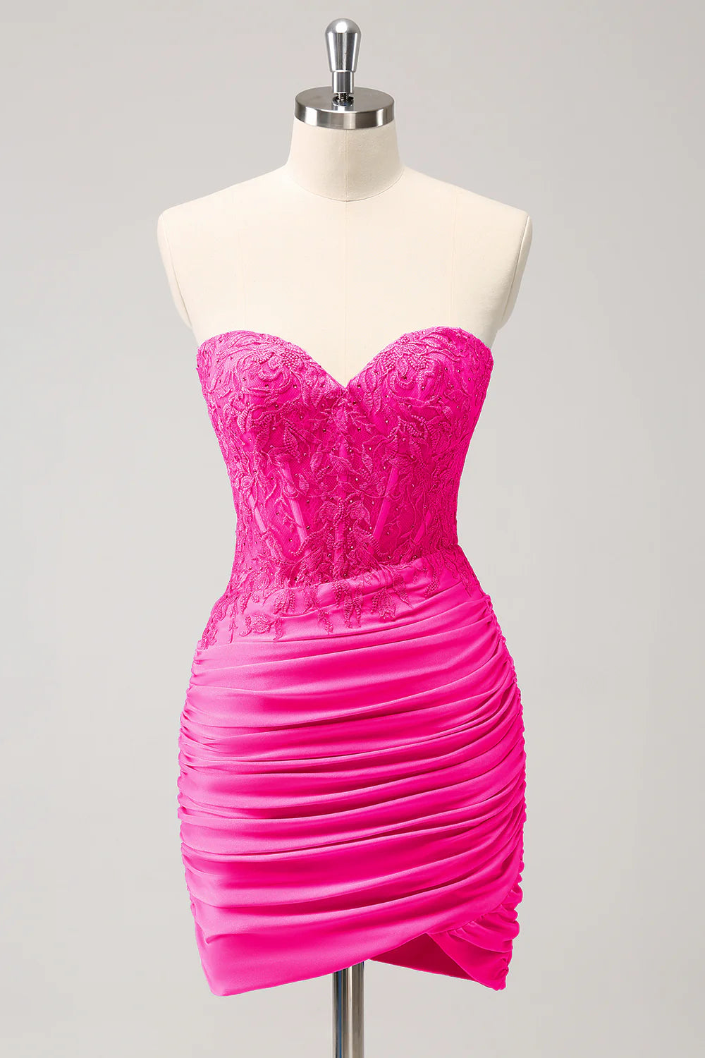 Fuchsia Corset Sweetheart Tight Homecoming Dress with Appliques
