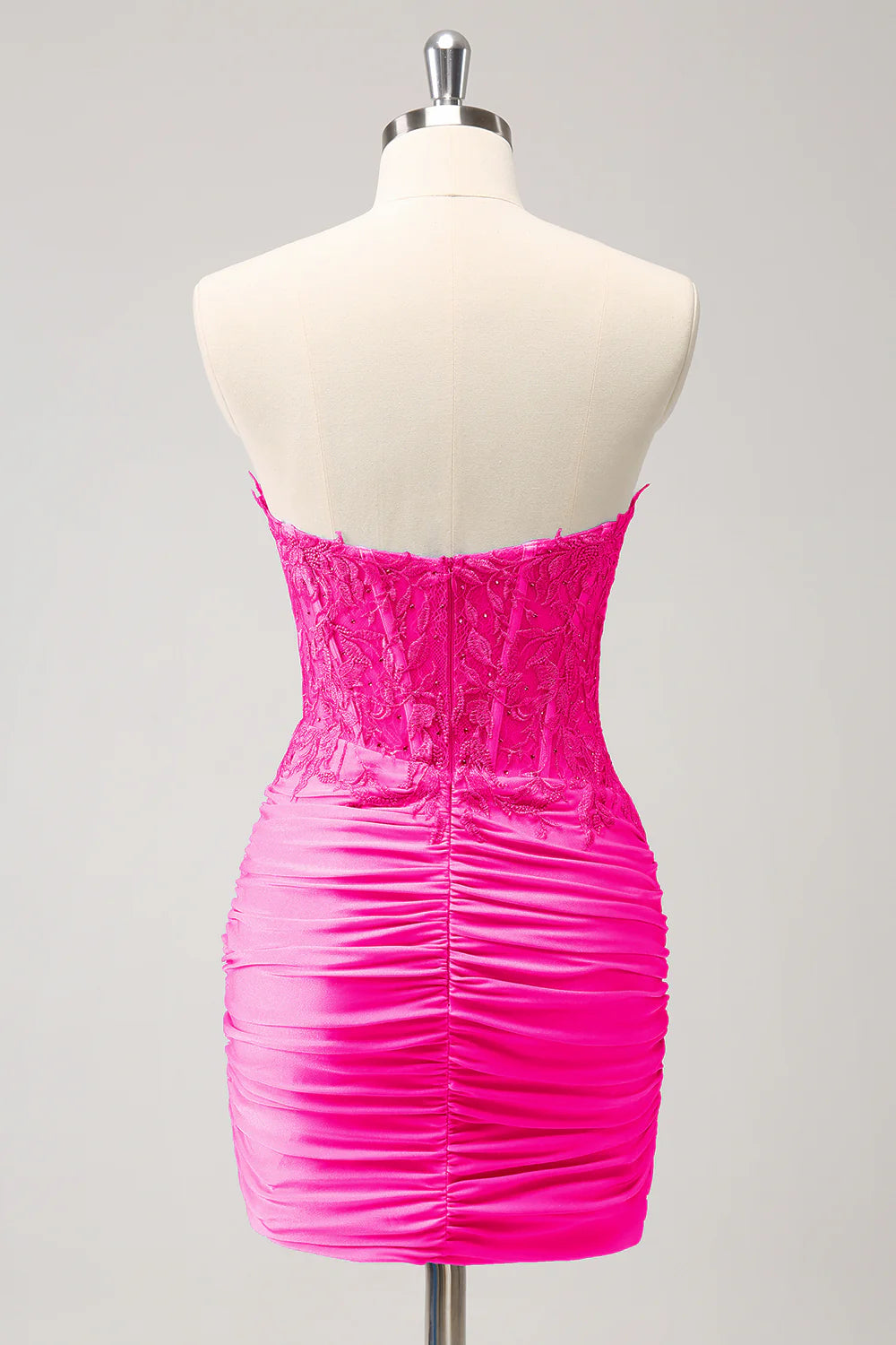 Fuchsia Corset Sweetheart Tight Homecoming Dress with Appliques